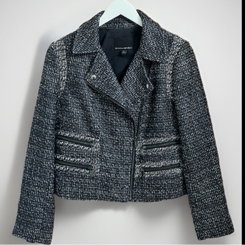 Banana Republic Women's Pieced Moto Jacket, Black, Size 10